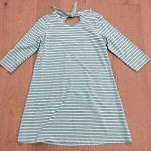 Duffield Lane teal and white striped dress